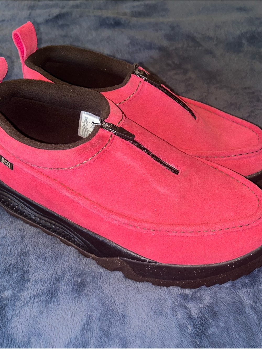 Nike ACG Izy Pink Rush Men's Pink Suede Zip Slip-On Loafers